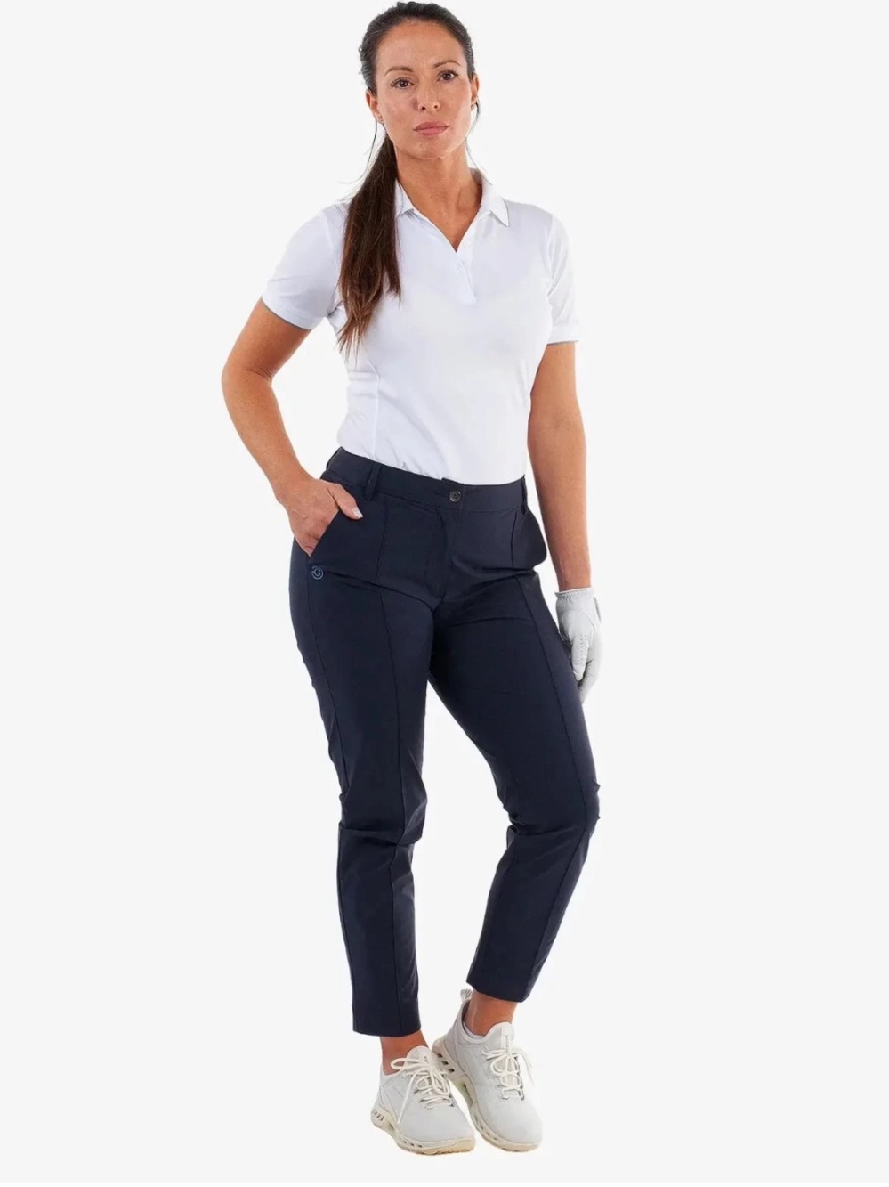 NWT Gavin Green womens sz 34 navy blue Nea pleated front high rise golf trousers